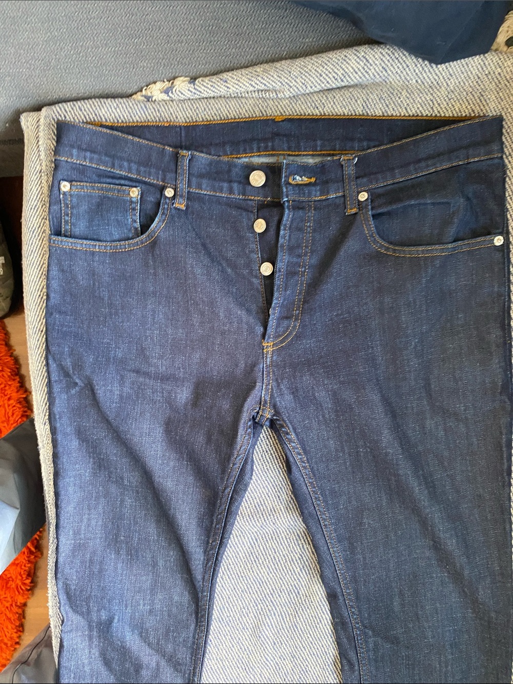 Sandro Mens Skinny Jeans in Dark Blue Denim 34w/34l